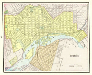 1901 Antique RICHMOND Virginia Street Map City Map Of Richmond Wall Art