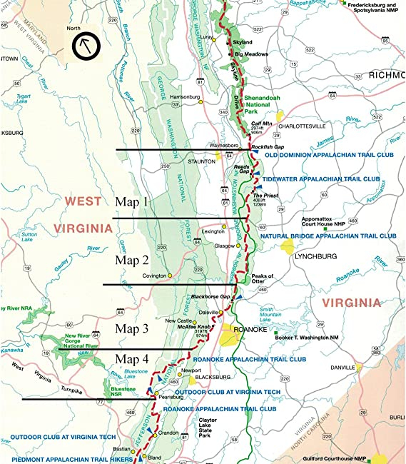 Appalachian Trail Map Virginia Section Virginia Map