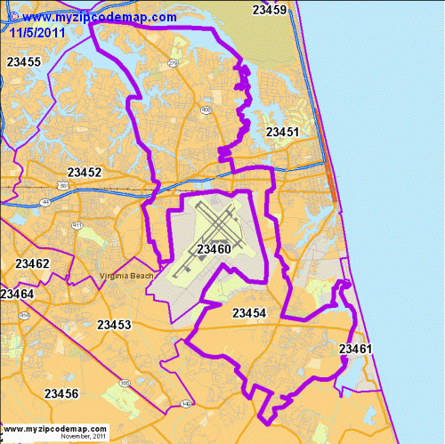 Virginia Beach Zip Codes Map