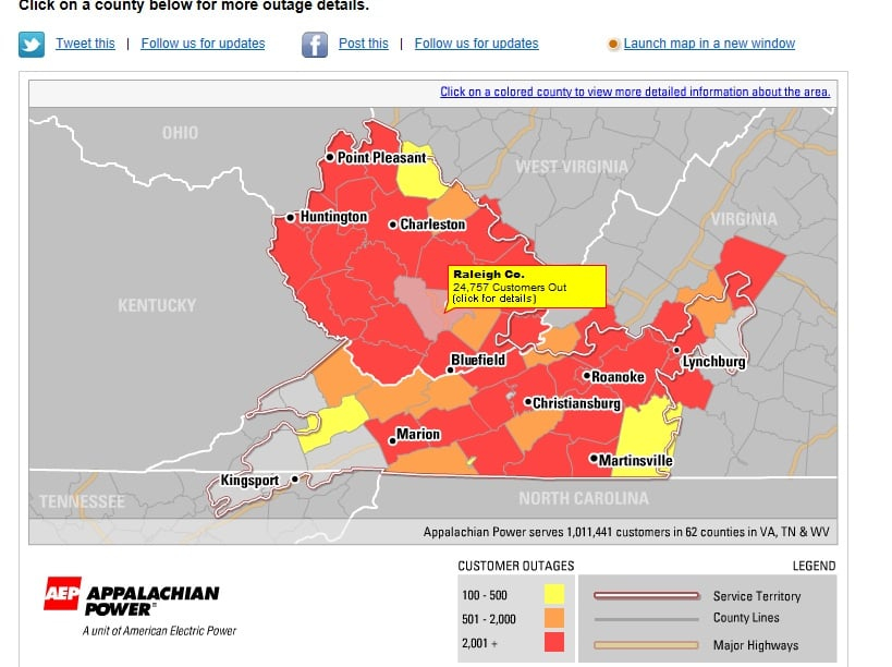 29 Aep Power Outage Map Wv Maps Online For You Virginia Map