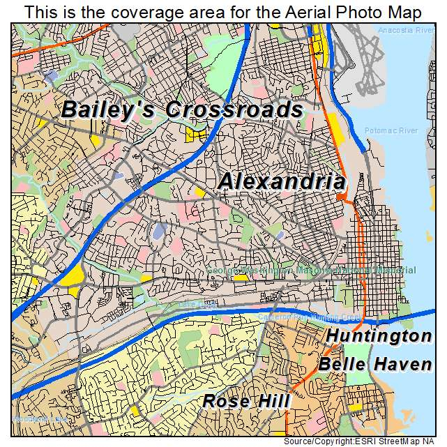 Aerial Photography Map Of Alexandria Va Virginia 