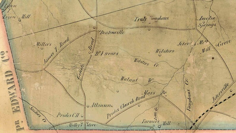 Amelia County Virginia 1850 Old Wall Map With Homeowner Etsy