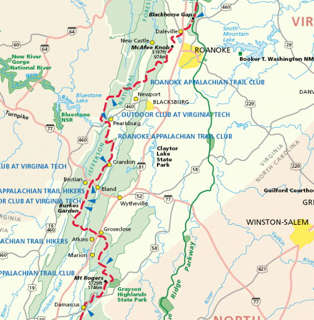 Map Of The Appalachian Trail In Virginia