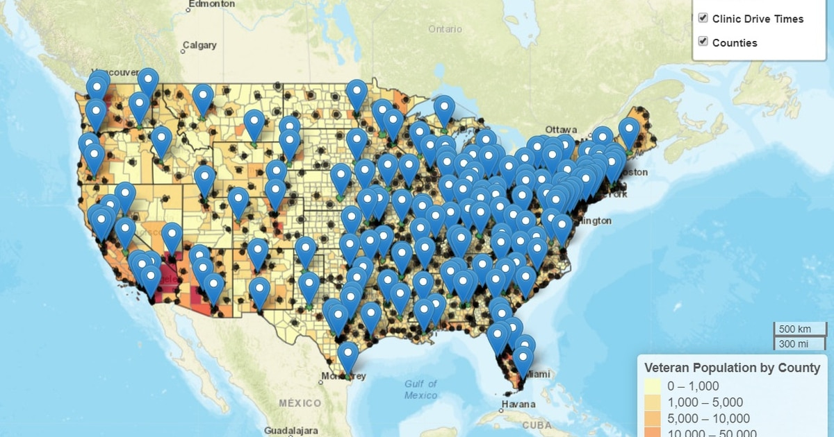 Map Of VA Hospitals USA