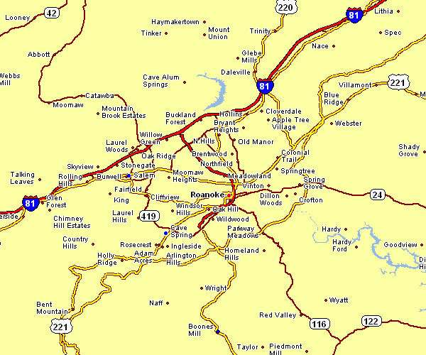 Area Map Of Roanoke