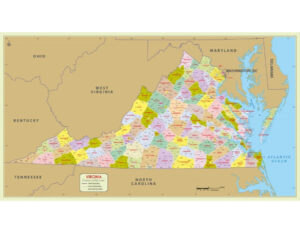 Buy Printed Virginia Zip Code Map With Counties