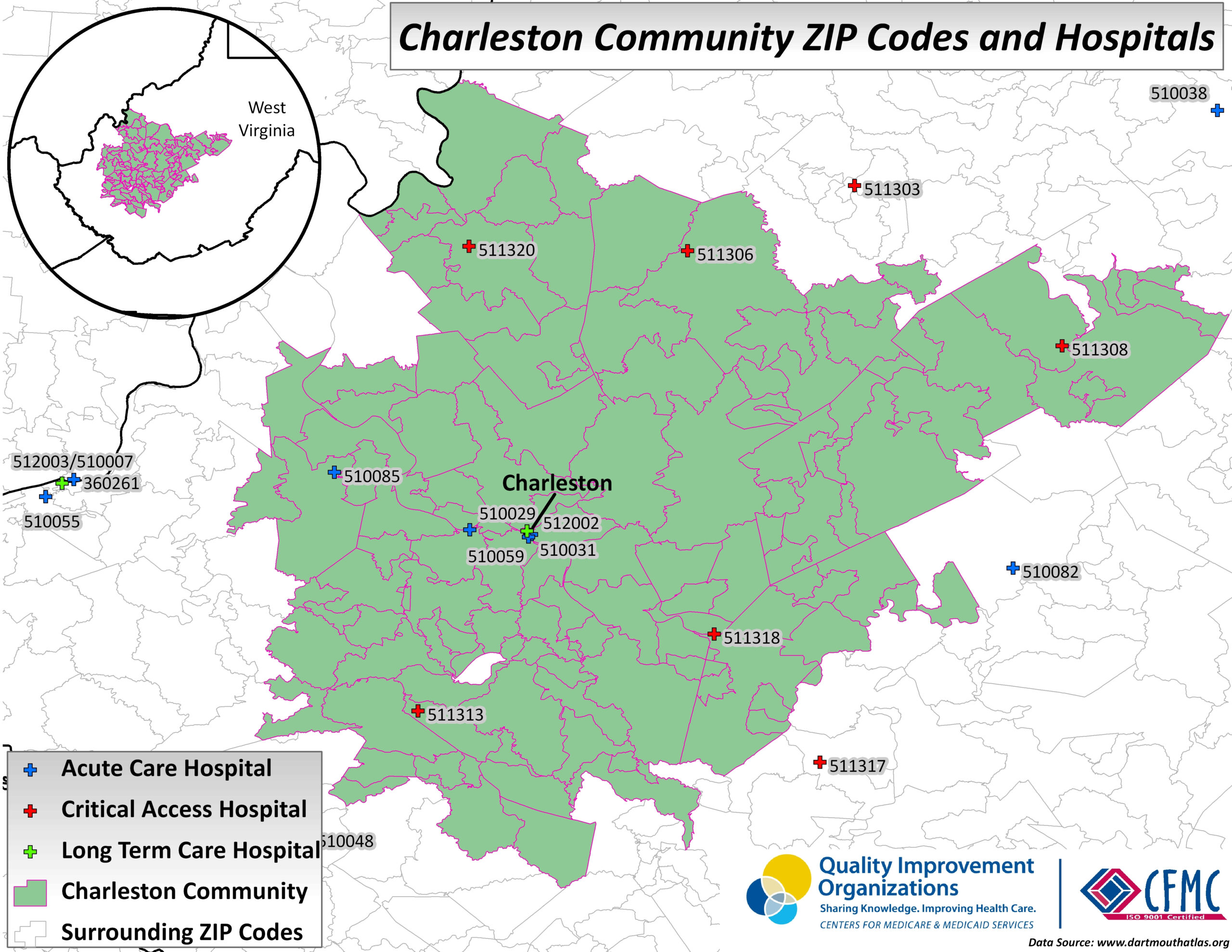 Charleston West Virginia Zip Code Map Topographic Map