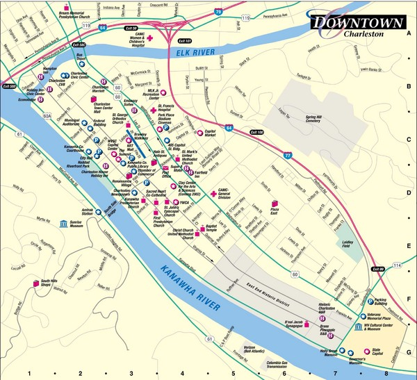 Charleston WV City Map Charleston West Virginia Mappery