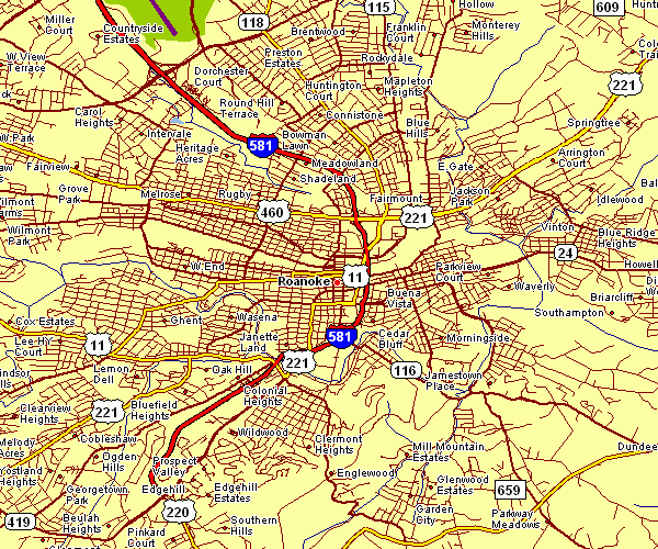 City Map Of Roanoke