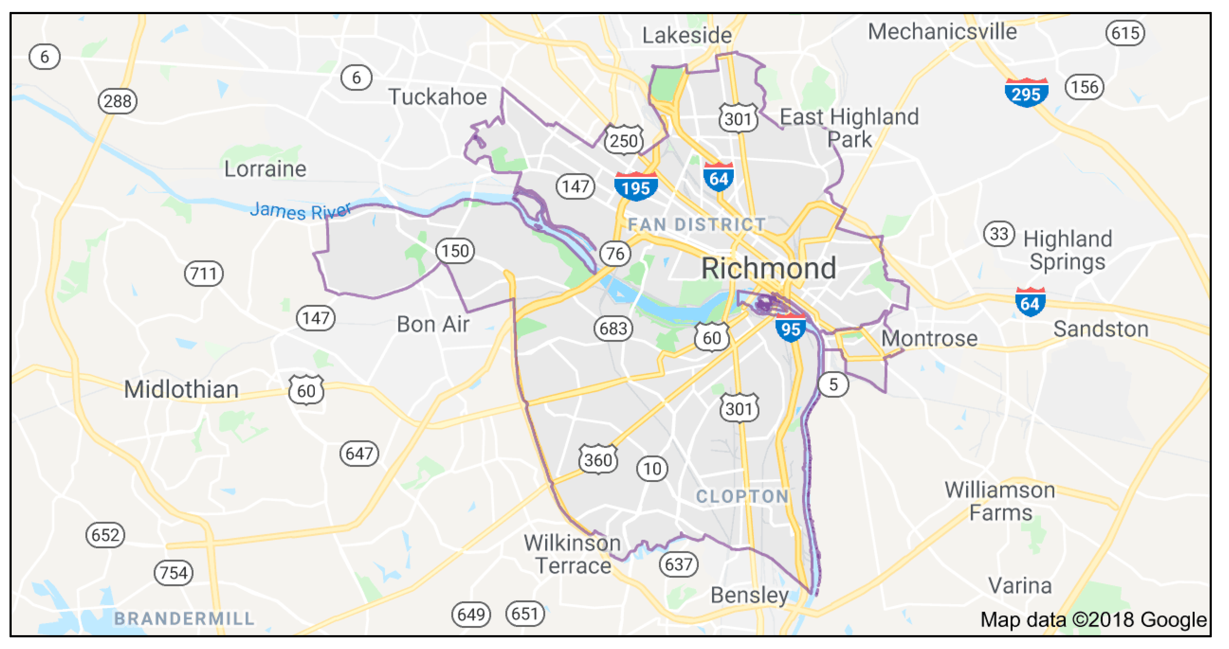 City Of Richmond Va Boundary Map