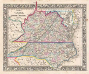 County Map Of Virginia And North Carolina Geographicus Rare Antique Maps