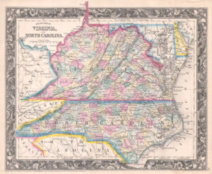 County Map Of Virginia And North Carolina Geographicus Rare Antique Maps