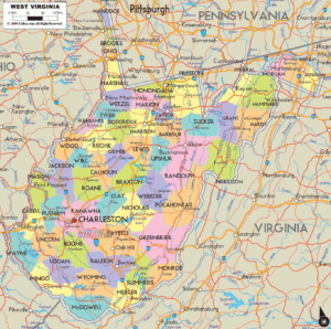 Detailed Political Map Of West Virginia Ezilon Maps