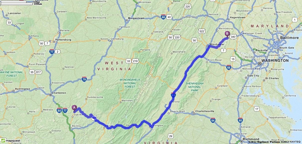 Driving Directions From Fayetteville West Virginia To Harpers Ferry 