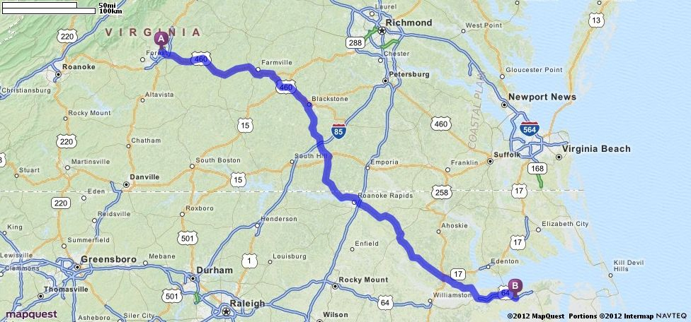 Driving Directions From Lynchburg Virginia To Creswell North Carolina 