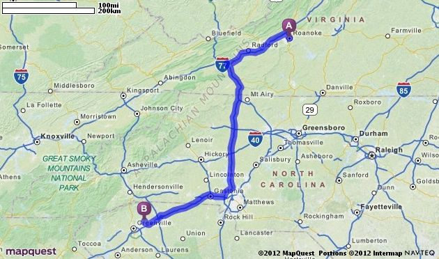 Driving Directions From Roanoke Virginia To Greer South Carolina 