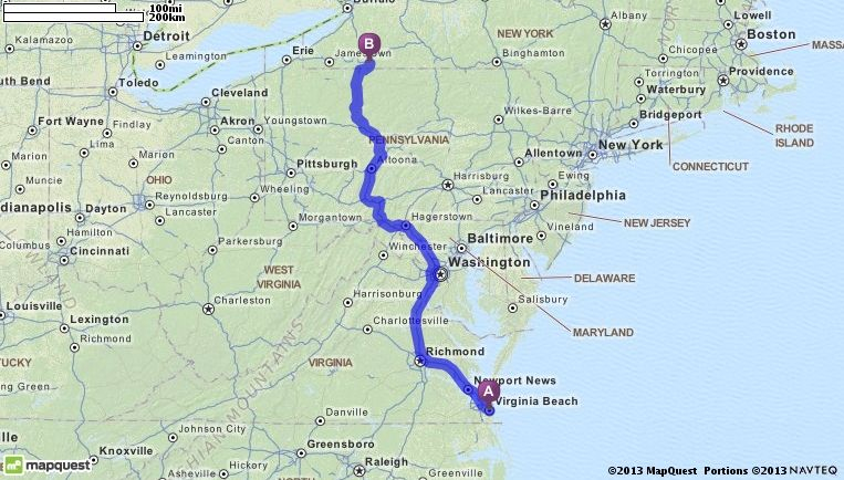 Driving Directions From Virginia Beach Virginia To Olean New York 