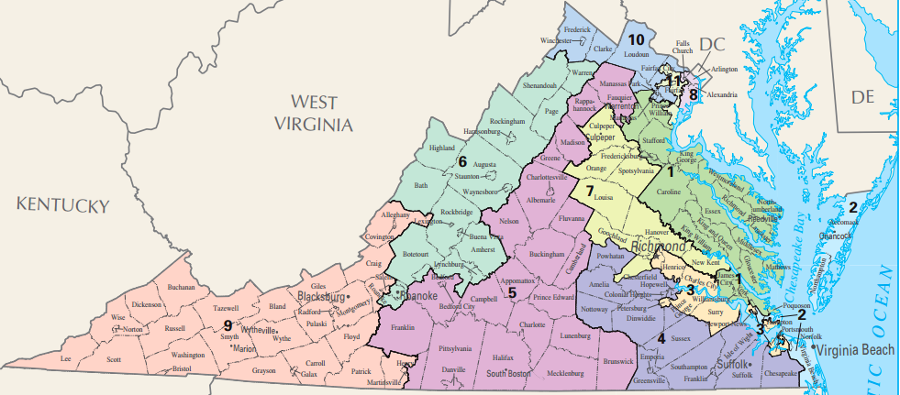 New Virginia Congressional District Map 2022