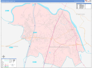 Fredericksburg County VA Wall Map Color Cast Style By MarketMAPS
