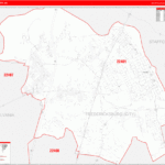 Fredericksburg County VA Zip Code Wall Map Red Line Style By