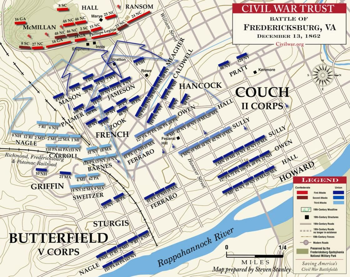 Fredericksburg Sunken Road Fighting December 13 1862 Battle Of 