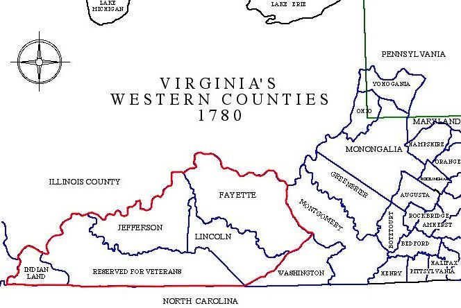Virginia County Map 1780