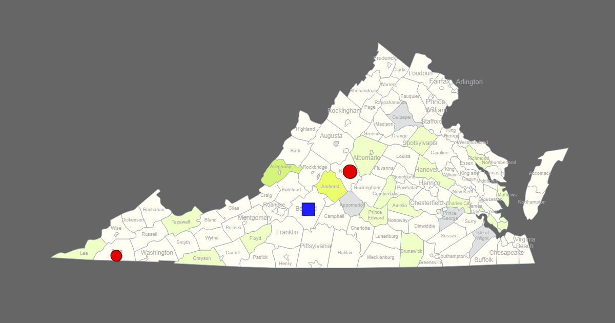 Interactive Map Of Virginia Clickable Counties Cities 