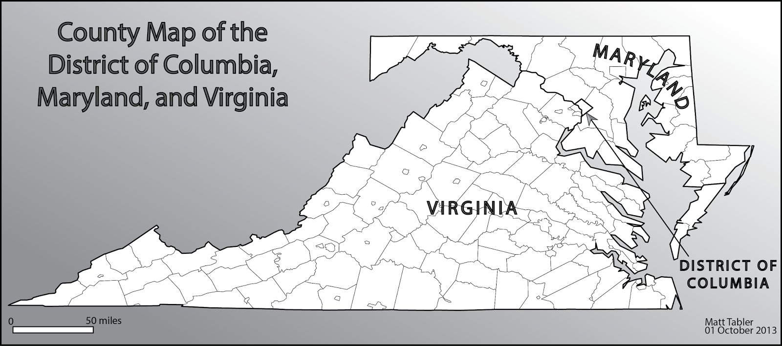 Lab 4 DC Maryland Virginia County Map Maps By Matt Tabler