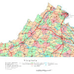 Laminated Map Large Detailed Administrative Map Of Virginia State