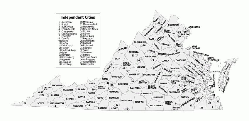 Map Of Virginia With Cities And Counties | Virginia Map