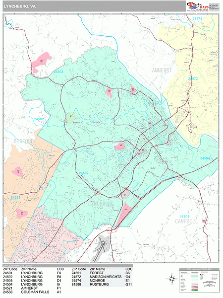 Virginia Map With Cities Lynchburg