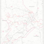 Lynchburg Virginia Zip Code Wall Map Red Line Style By MarketMAPS