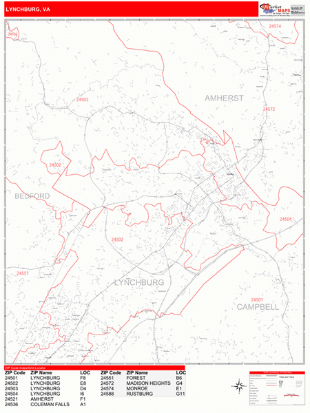 Lynchburg Virginia Zip Code Map Virginia Map 7111