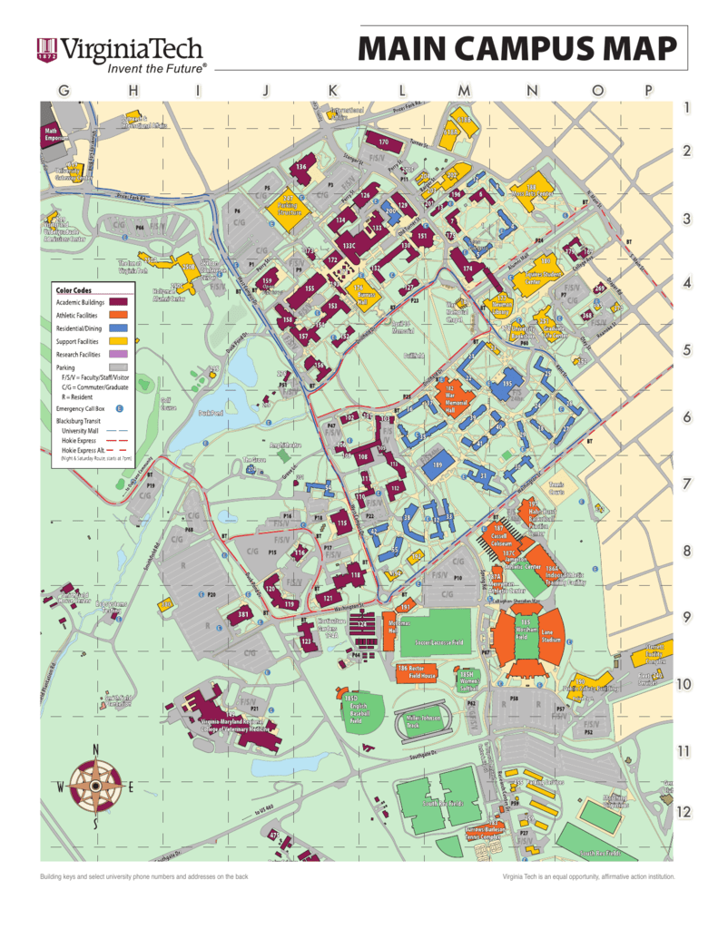 Campus Map Virginia Tech