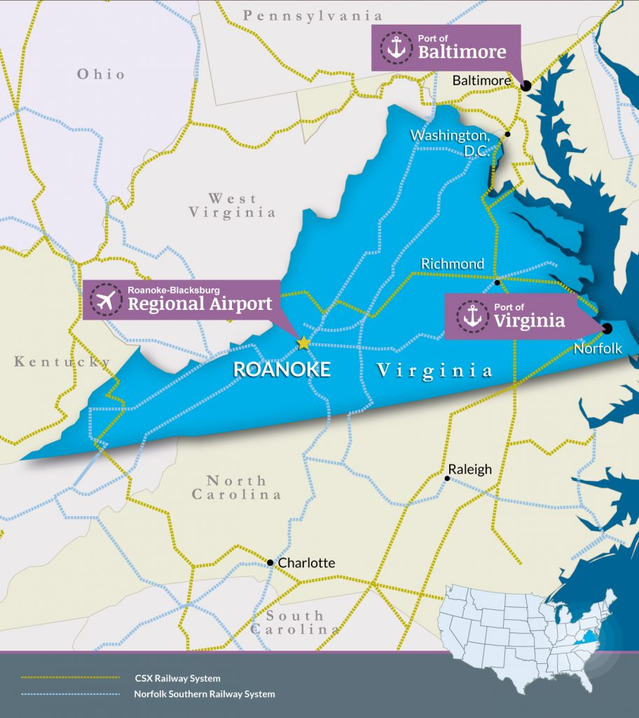 Roanoke Virginia Map Virginia Map 9952