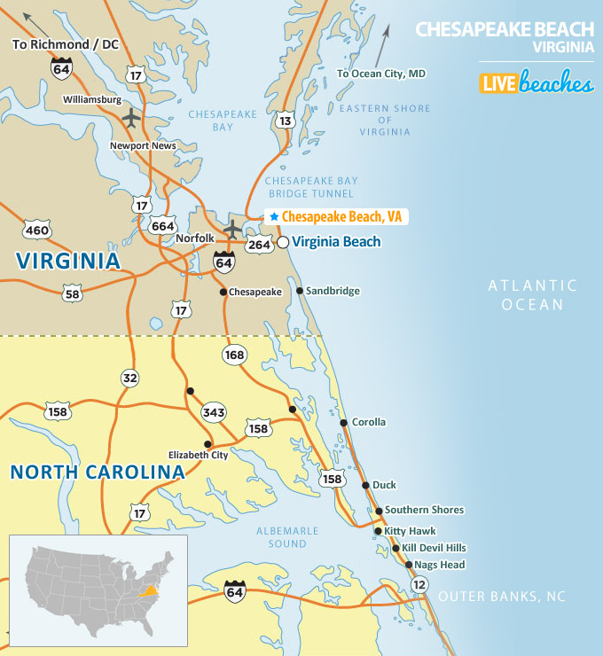 Map Of Chesapeake Beach Virginia Live Beaches