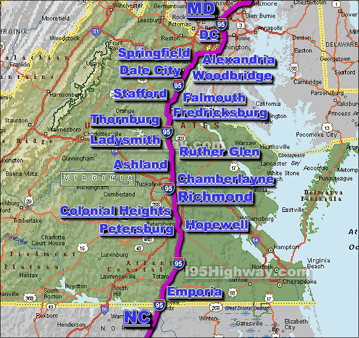 Virginia Road Map With Exit Numbers