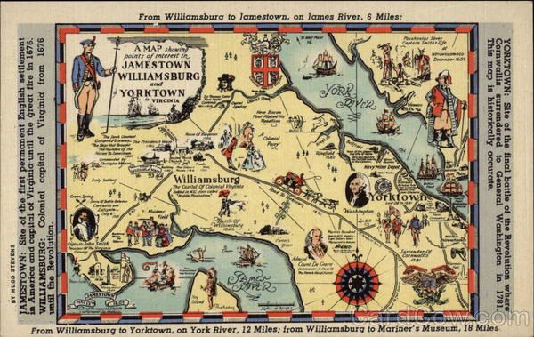 Map Of Jamestown Williamsburg And Yorktown VA Maps With Images 