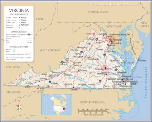 Map Of The Commonwealth Of Virginia USA Nations Online Project