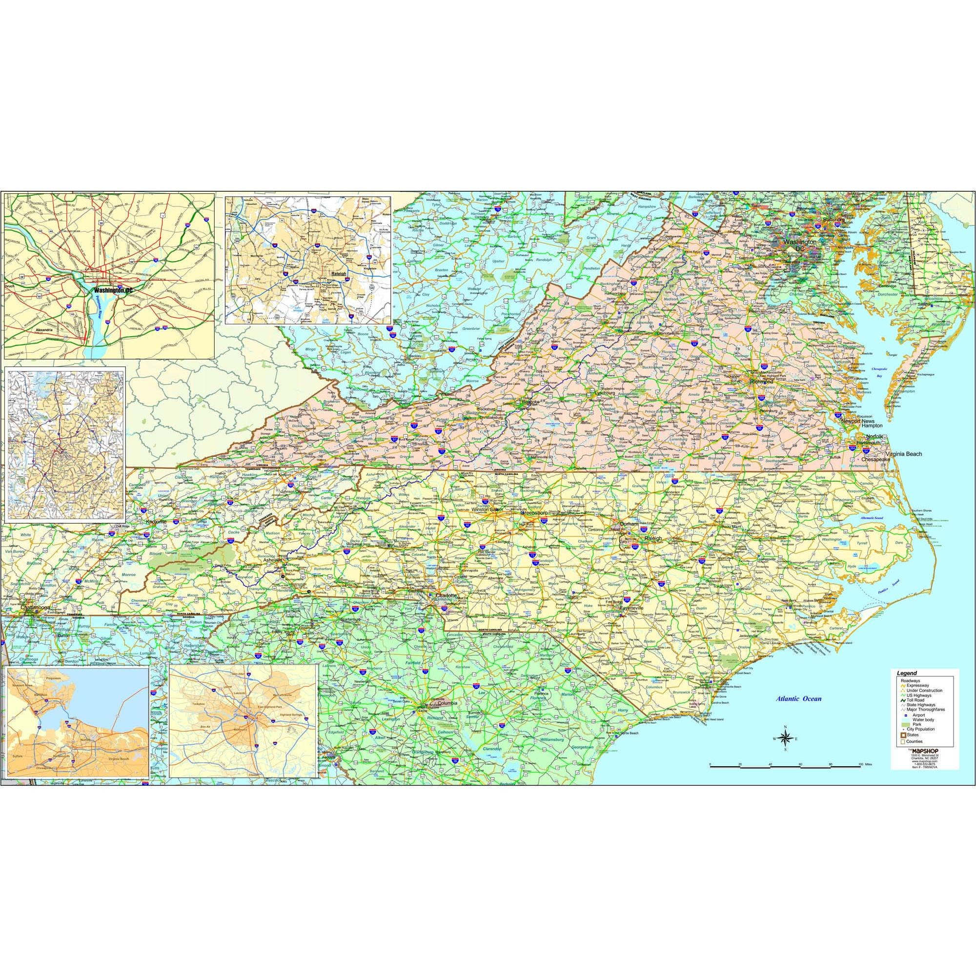 Map Of Virginia And North Carolina Border Yucca Valley Map