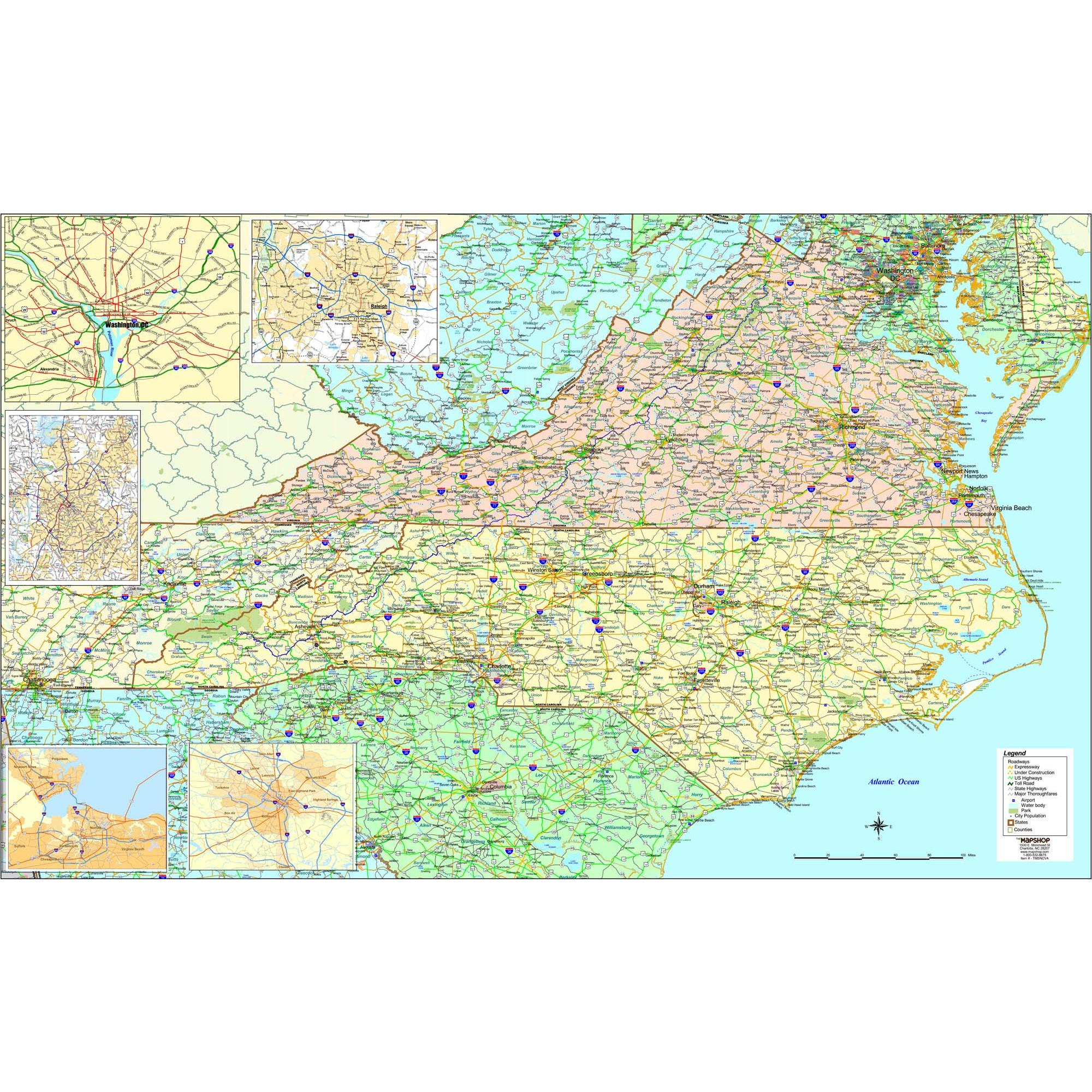 Virginia And North Carolina Map