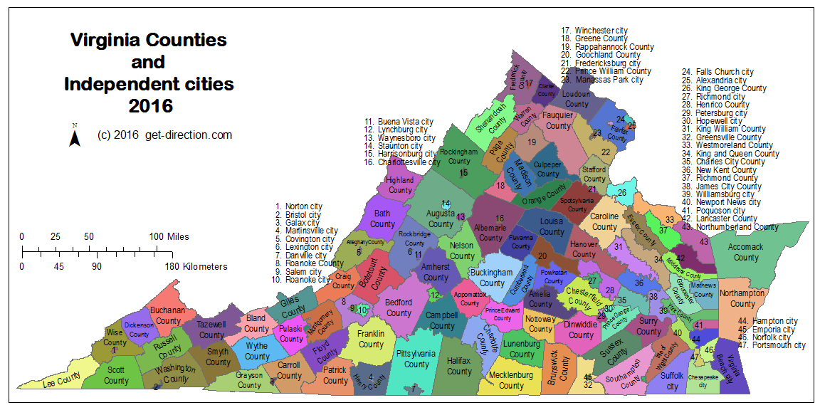 Map Of Virginia Counties And Independent Cities