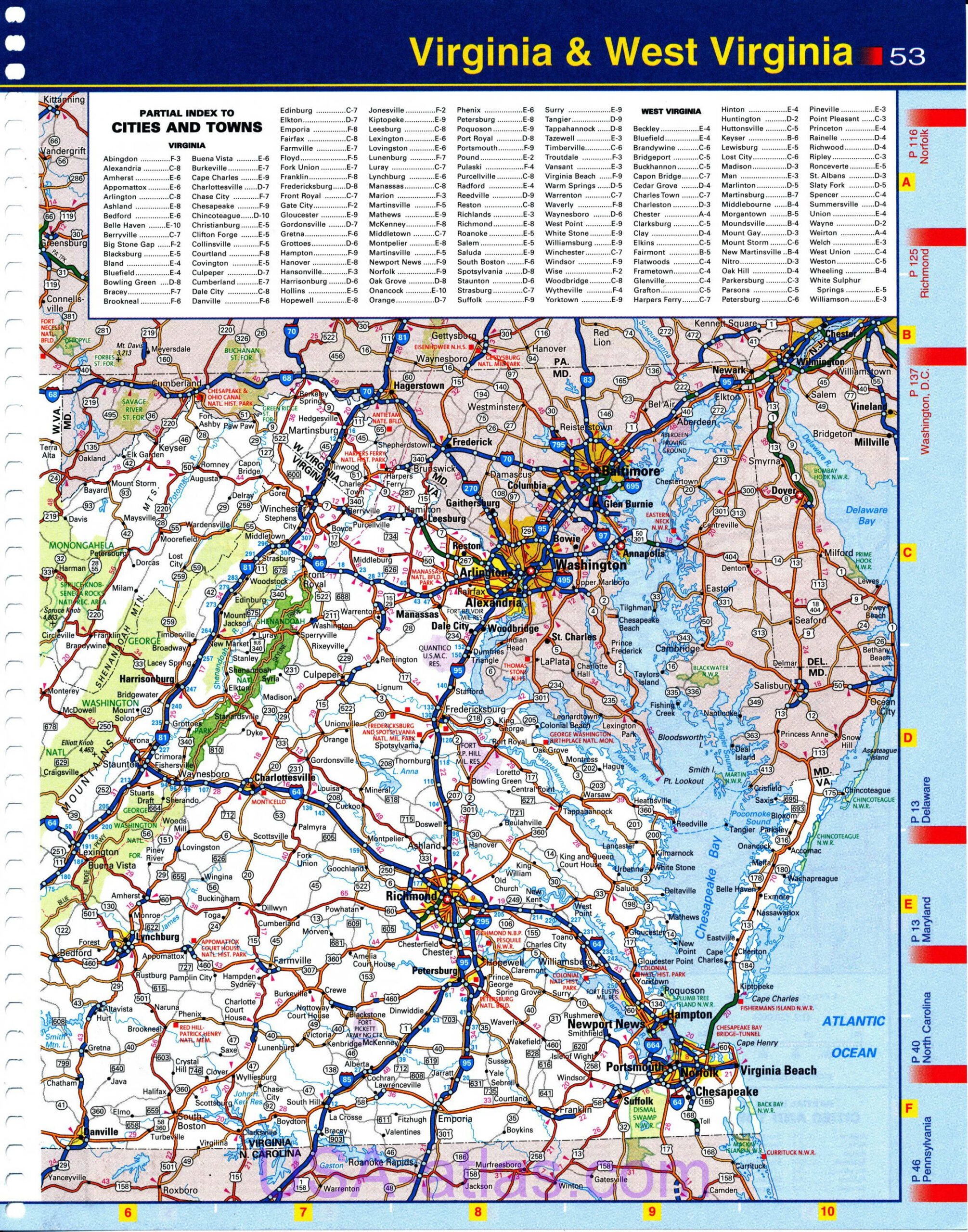 Map Of Virginia Detailed Road Map Of The State Of Virginia Quality 