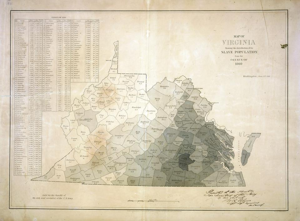 Map Of Virginia s Slave Population 1860 The Monticello Classroom