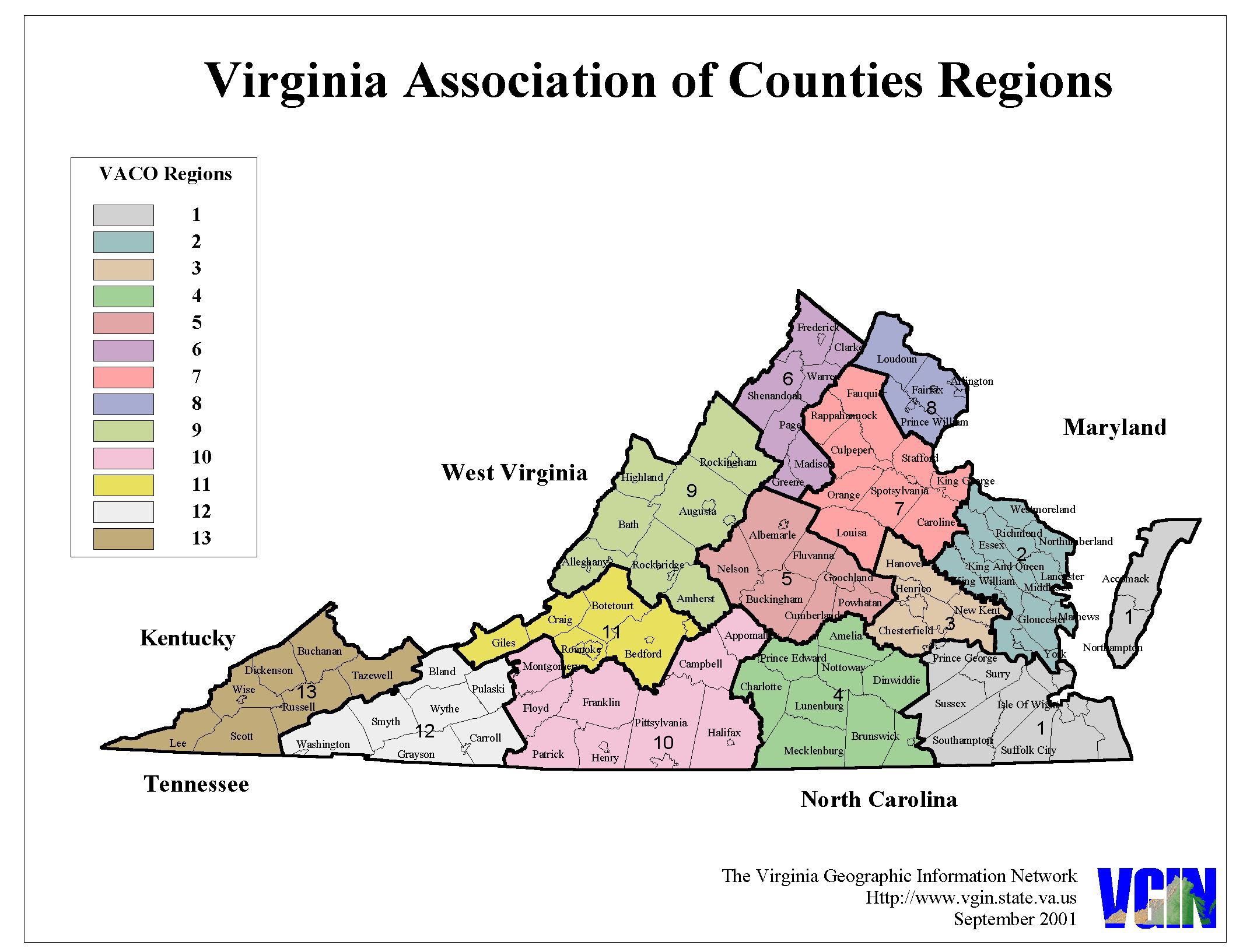 Virginia Map Counties