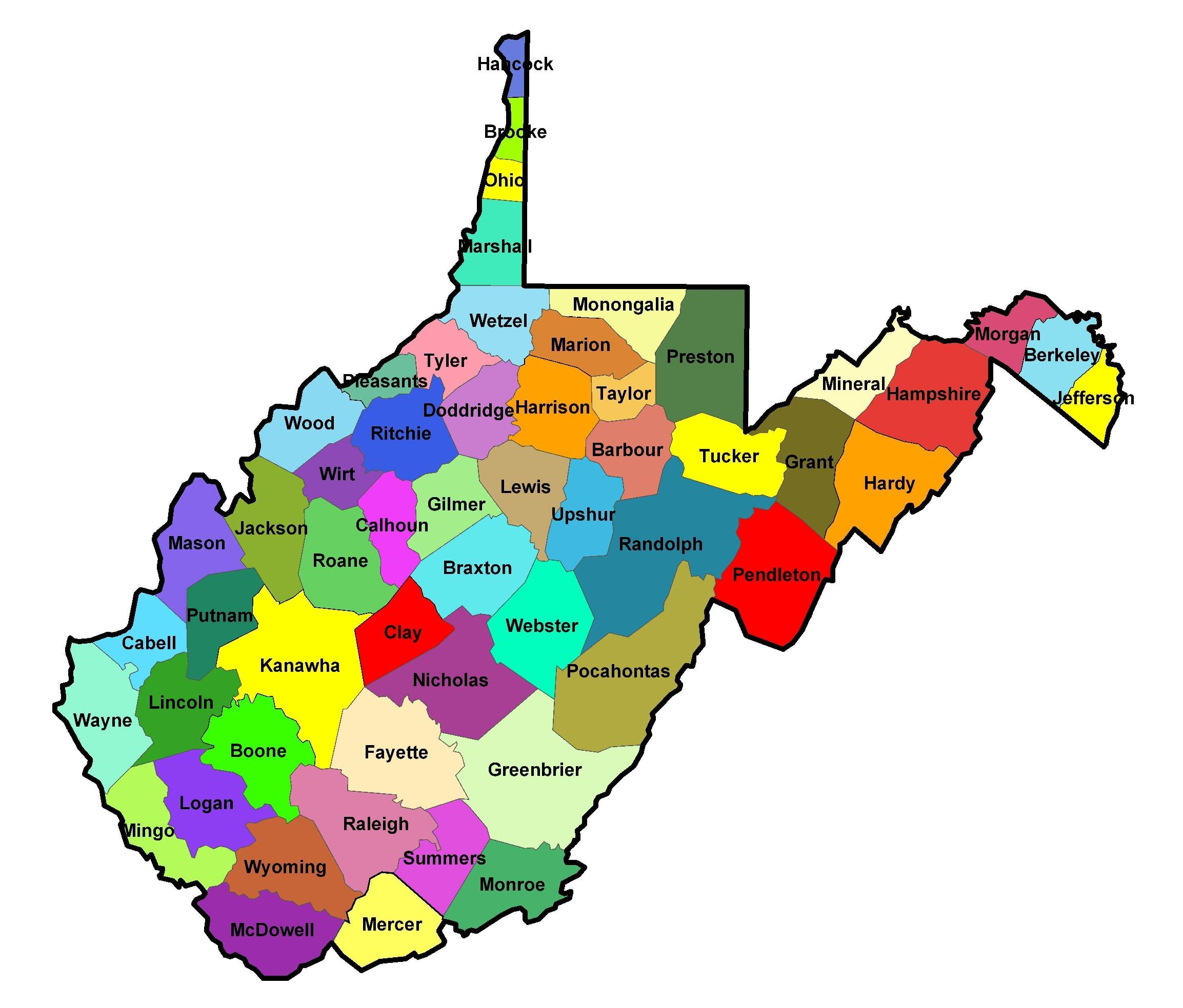 Map West Virginia Counties