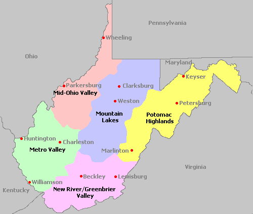 West Virginia Wineries Map
