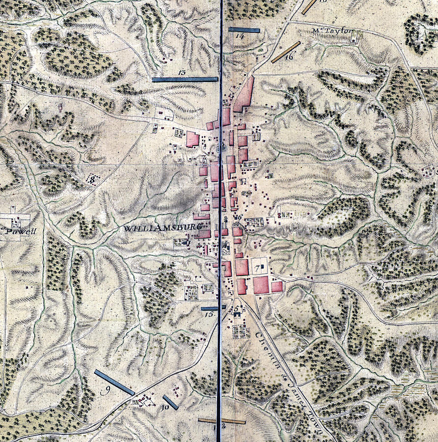 Map Of Williamsburg In Virginia The Photograph By Everett