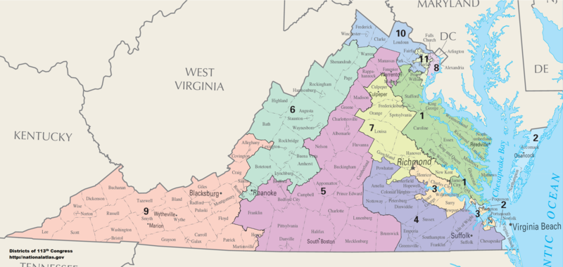 Maps Of Former And New Virginia Congressional Districts 2016 The Bull 