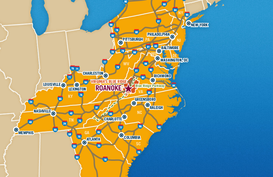 Roanoke Virginia Map Virginia Map 7486